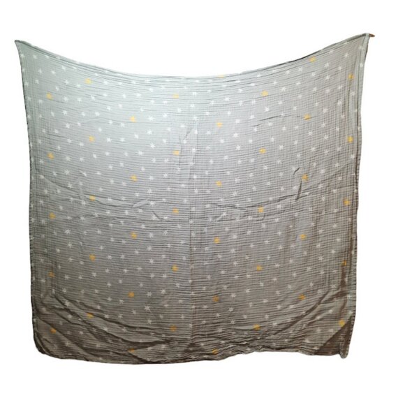 Aden + Anais Stars Gray Muslin Swaddle Wrap Baby Blanket 44" X 43" - Picture 4 of 5